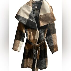 VENUS Black and White Teddy Jacket with Textured Collar